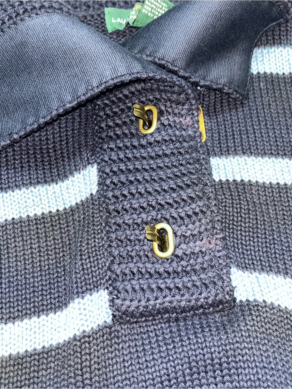 Lauren Ralph Lauren Navy and Light Blue Striped Turtleneck Sweater - Picture 4 of 10